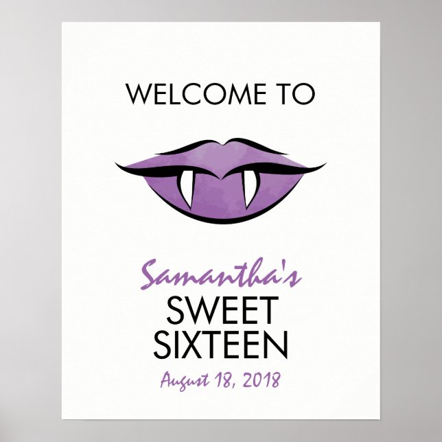 Vampyre Läppar Sweet sixteen Birthday Välkomstskyl Poster (Framsidan)