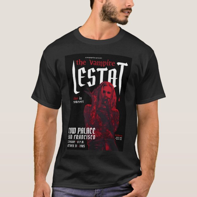 Vampyre Lestat lever i konsert 1985 Fläkt Poster T Shirt (Framsida)