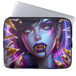 Vampyre med Guld Fangs Ai Art Laptop Fodral