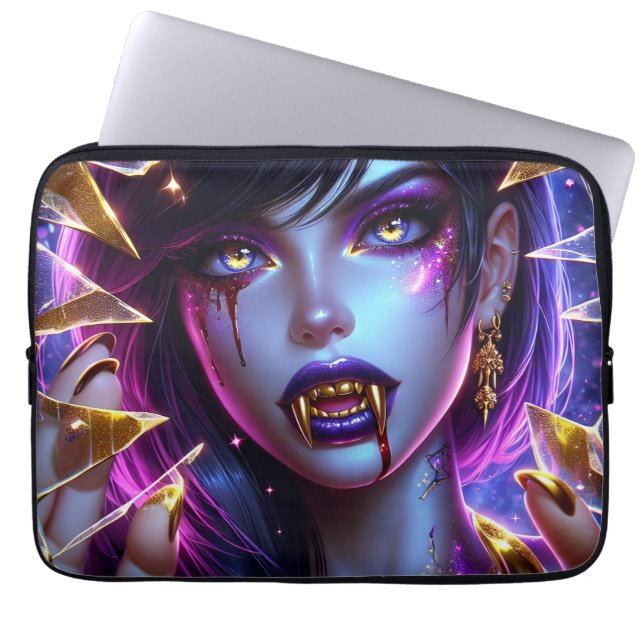 Vampyre med Guld Fangs Ai Art Laptop Fodral (Framsidan)