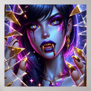Vampyre med Guld Fangs Ai Art Poster