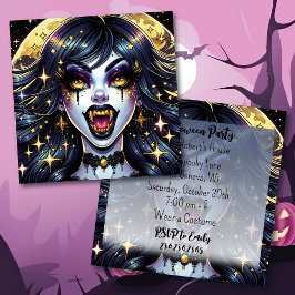 Vampyre med Guld Fangs Full Moon Halloween fest