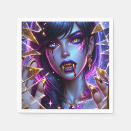 Vampyre med Guld Ögon och Teeth Halloween Pappersservett