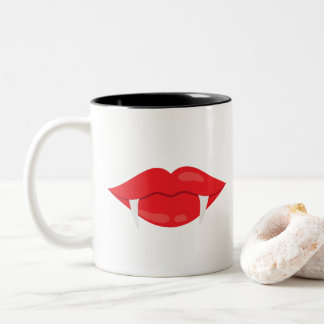 Vampyre mouth med fangs Två-Tonad mugg