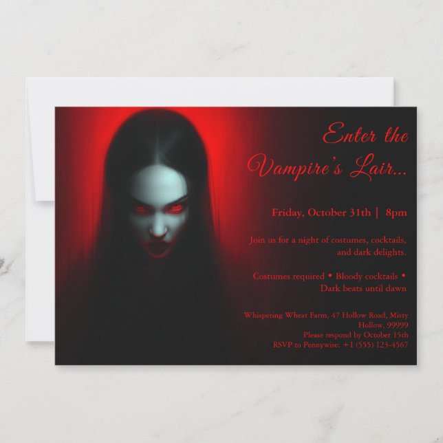 Vampyre Queen - Halloween Costume Party-inbjudan Inbjudningar (Framsida)