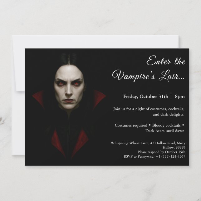 Vampyre Queen - Halloween Costume Party-inbjudan Inbjudningar (Framsida)
