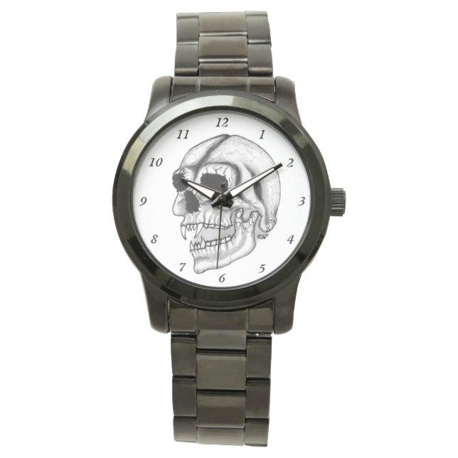 Vampyre Skull, svart och vitt design Armbandsur (Framsida)