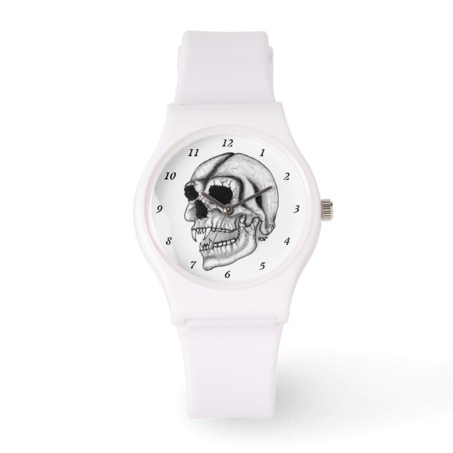 Vampyre Skull, svart och vitt design Armbandsur (Framsida)