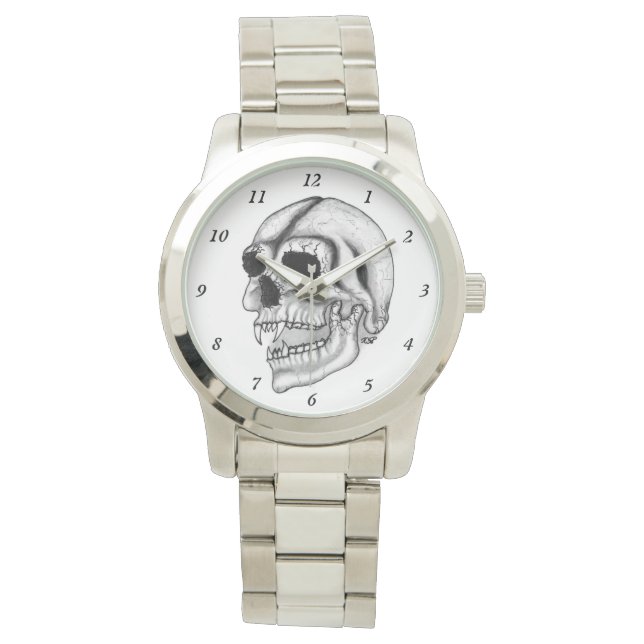 Vampyre Skull, svart och vitt design Armbandsur (Framsida)