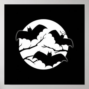 Vampyren slår till trädSilhouettefullmånen Poster