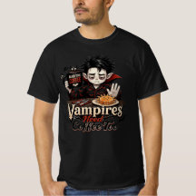 Vampyrer Behöver Kaffe Också T-Shirt Män Tee
