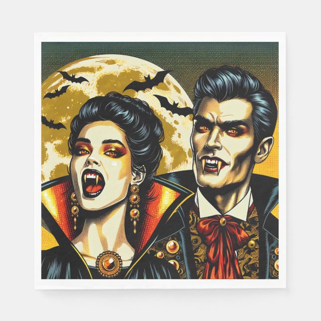 Vampyrer och Fladdermus Halloween fest Pappersservett (Framsidan)