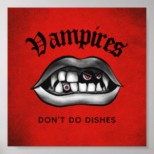 Vampyres gör inte luddar, fangs Poster Red
