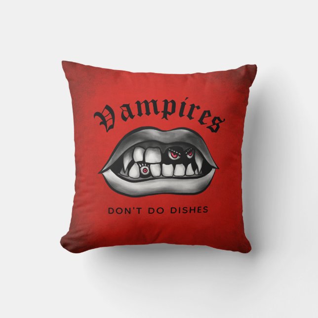 Vampyres gör inte sminka fangs kudde (Framsida)