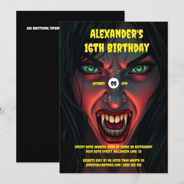 Vampyres kvinna inbjudningar (Fram/baksida)