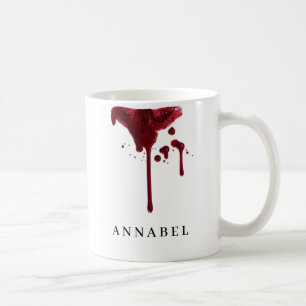 Vampyres mörk röd Lipstick med blod Kaffemugg