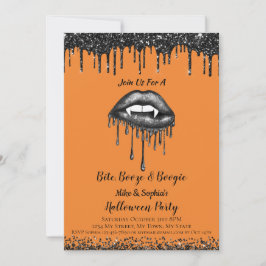 Vampyres svarta glitter läppar vuxen Halloween fes Inbjudningar