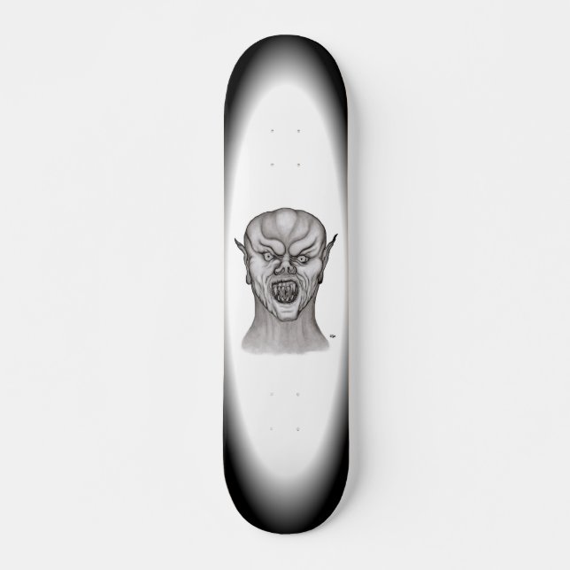 Vampyres svarta och vita design mini skateboard bräda 18,5 cm (Framsida)