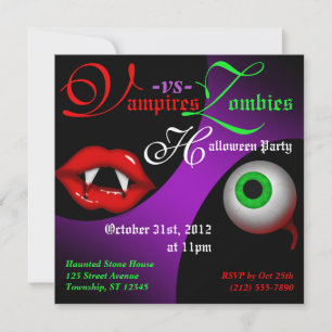 Vampyres vs Zombies Halloween fest inbjudningar
