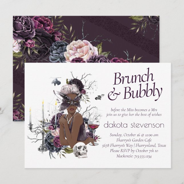 Vampyressen | Moody gotik Glam Champagne Brunch Inbjudningar (Fram/baksida)