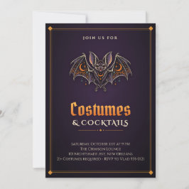 Vampyrfladdermus kostymer och cocktails Halloween- Inbjudningar