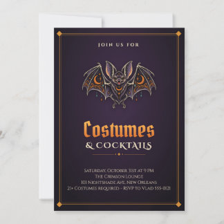 Vampyrfladdermus kostymer och cocktails Halloween- Inbjudningar