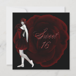 Vampyrflicka Sweet 16 Goth Födelsedagsinbjudan Inbjudningar