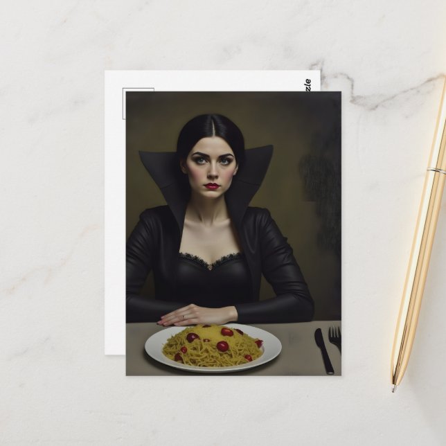Vampyrgrevinna med spagetti vykort (Fram/Back In Situ)