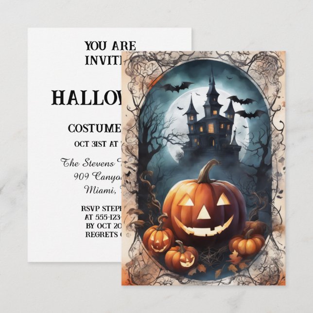 Vampyriska röster: utforma din Mörk Halloween-inbj Inbjudningar (Fram/baksida)