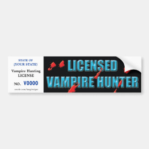 Vampyrjaktlicensen med blod stänker bildekal