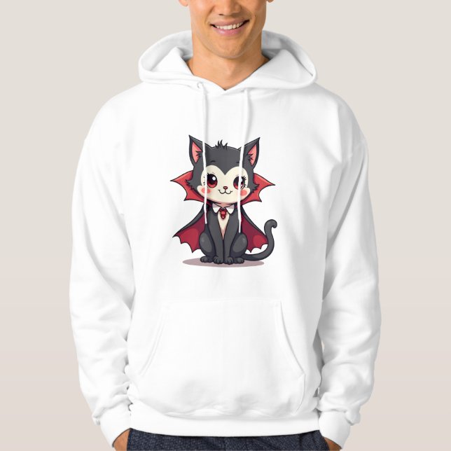 Vampyrkatt � Söt Halloween-husdjurströja Hoodie (Framsida)