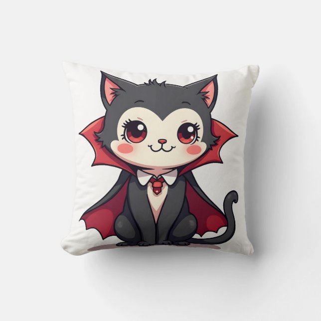 Vampyrkatt � Söt Halloween-husdjurströja Kudde (Framsida)