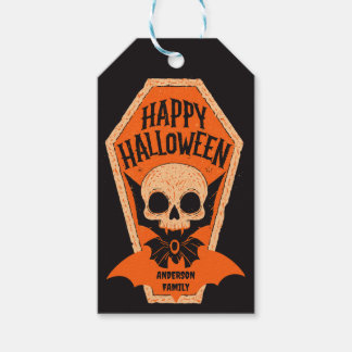 Vampyrkista Skräckig Skalle Glad Halloween  Presentetikett