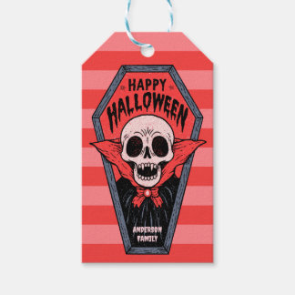Vampyrkista Skräckinjagande Skelett Gott Halloween Presentetikett