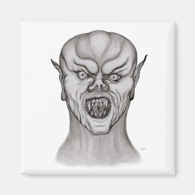 Vampyrsvart och vit design magnet (Framsidan)
