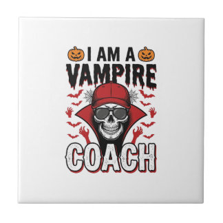 Vampyrtränare Halloween Skalle Vintage T-Shirt Des Kakelplatta