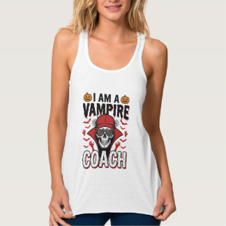 Vampyrtränare Halloween Skalle Vintage T-Shirt Des Linne Med Racerback