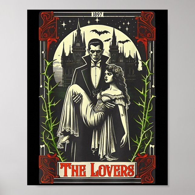 Vamre Monster Dracula Och Brud De Älskande Tarot C Poster (Framsidan)