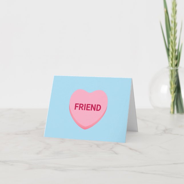 Vän Alla hjärtans dag konversationshjärta rosa blå Kort (Framsida)