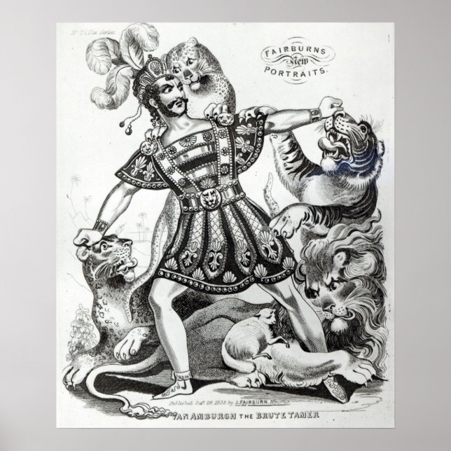 Van Amburgh the Brute Tamer, 1838 Poster (Framsidan)