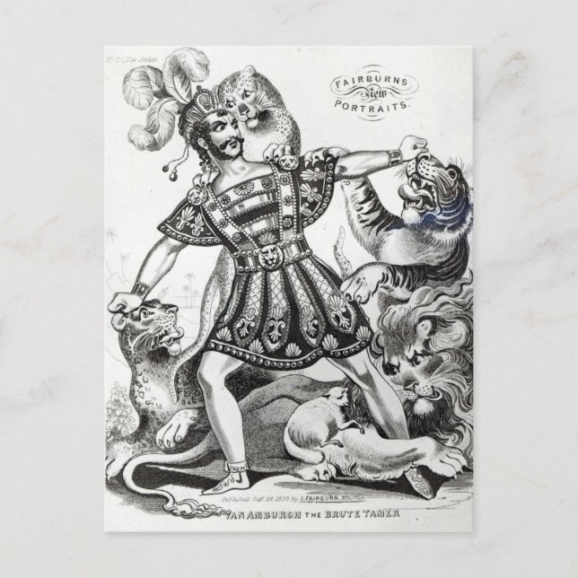 Van Amburgh the Brute Tamer, 1838 Vykort (Framsida)