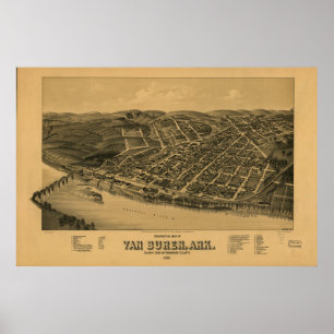 Van Buren Arkansas 1888 Panoramic Karta Poster