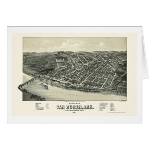 Van Buren panorama- karta för AR - 1888 Hälsningskort