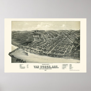 Van Buren panorama- karta för AR - 1888 Poster