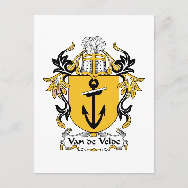 Van de Velde Family Crest Vykort (Framsida)