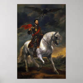 Van Dyck - Equestrian Porträtt av kejsare Charles. Poster