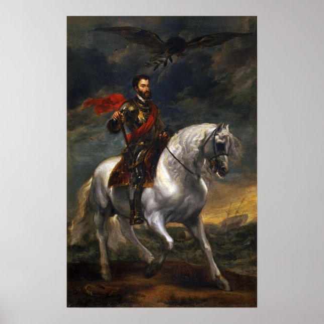 Van Dyck - Equestrian Porträtt av kejsare Charles. Poster (Framsidan)