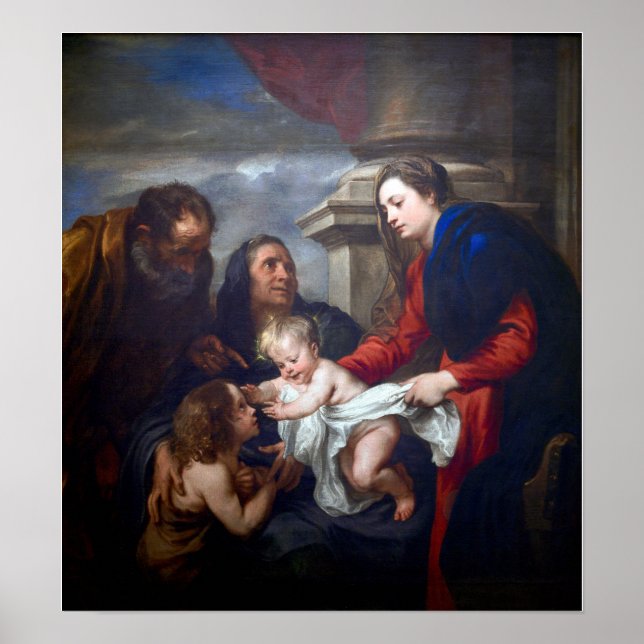 Van Dyck - Heliga Family with Saint Elisabeth Poster (Framsidan)