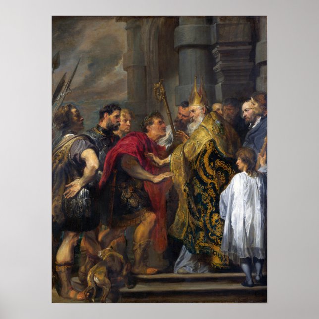 Van Dyck - Saint Ambrose Barring Theodosius från . Poster (Framsidan)
