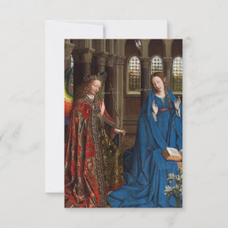 Van Eyck Annunciation Celestial Gold Holy Card Tack Kort